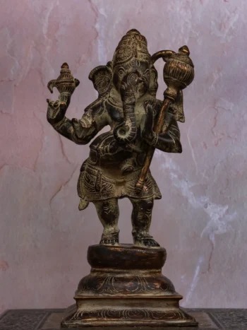 12″ Aadi Antha Prabhu (Half Ganesha - Half Hanuman) | Handcrafted Brass | Antique Brown