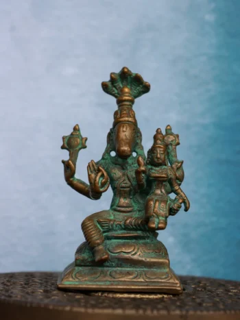 3″ Lakshmi Hayagriva Idol | Handcrafted Panchaloha | Green Patina