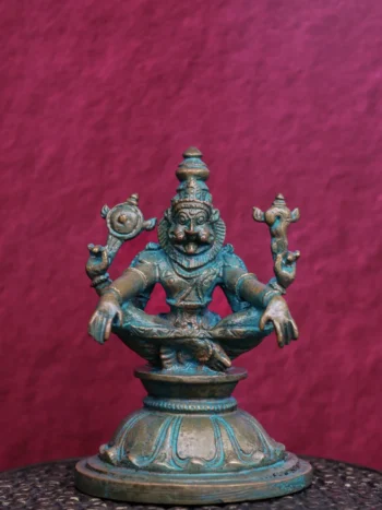 4″ Yoga Narasimha | Handcrafted Panchaloha | Green Patina