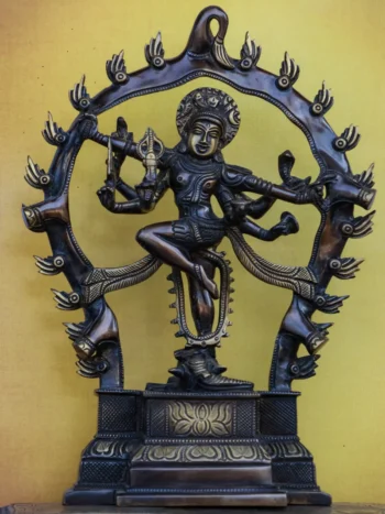 11″ Gaja Samhara Moorthy | Handcrafted Brass | Brown Finish