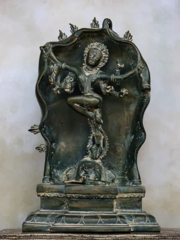 10&Prime; Gaja Samhara Moorthy | Handcrafted Brass | Green Patina