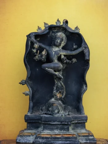 10″ Gaja Samhara Moorthy | Handcrafted Brass | Gray Stone Finish