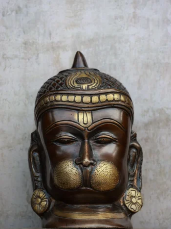 7″ Hanuman Face | Handcrafted Brass | Brown Finish