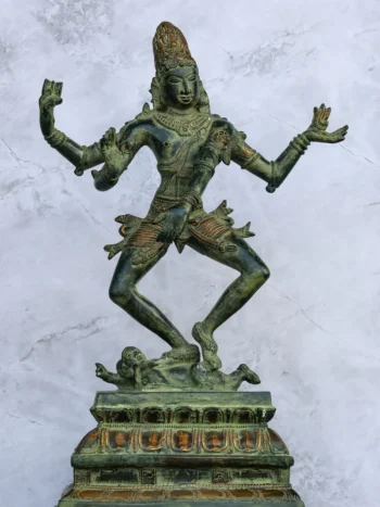 15″ Shiva Tandava | Handcrafted Brass | Green Finish
