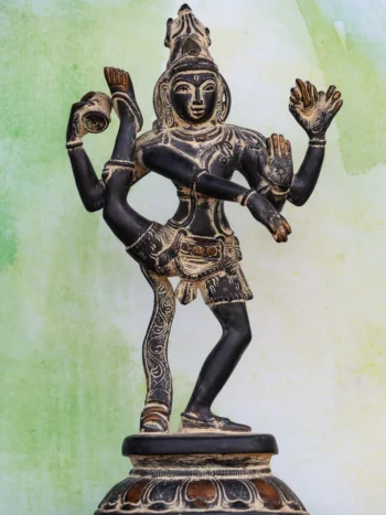 12″ Uruthuva Tandava Shiva (Leg-Up Tandava) | Handcrafted Brass | Stone Finish