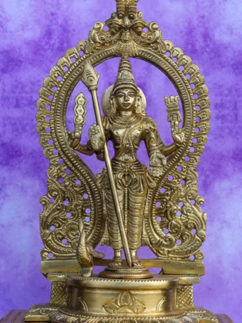 9″ Divine Murugan with Arch | Handcrafted Brass | Fine Work