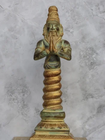 17″ Divine Patanjali | Handcrafted Brass | Antique Green Finish