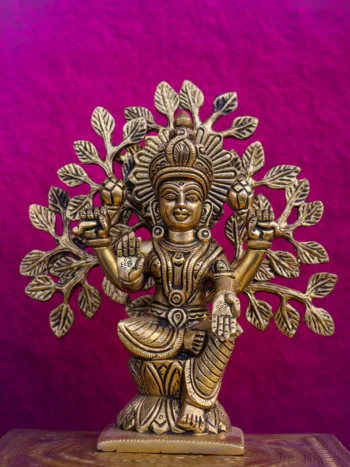 7″ Divine Lakshmi with Tree | Handcrafted Brass