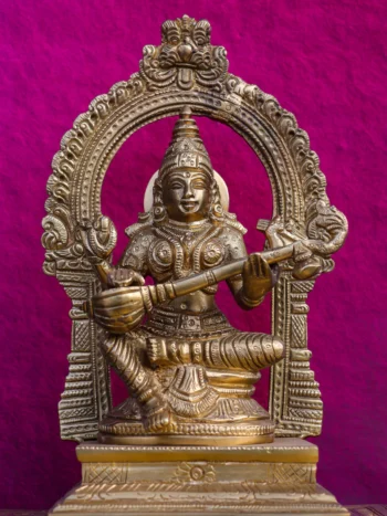 8″ Saraswathi with Arch | Handcrafted Brass | Fine Work (Copy)