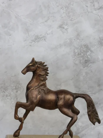 9″ Majestic Running Horse | Handcrafted Brass | Antique Brown Finish