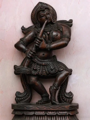 18″ Graceful Music Lady Wall Panel for Home Décor | Handcrafted Wood Carving