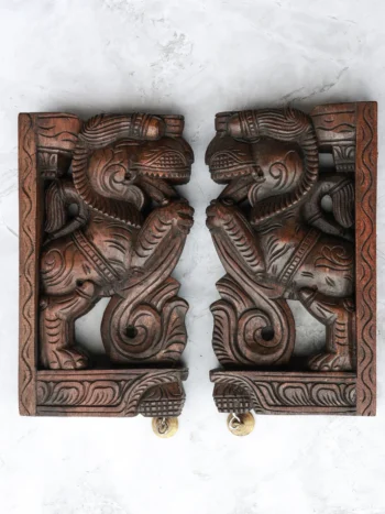 12″ Heritage Yazhi Wall Brackets for Home Décor | Handcrafted Wooden Carving