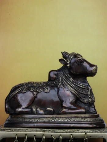 7″ Sacred Nandhi | Handcrafted Brass | Antique Brown Finish