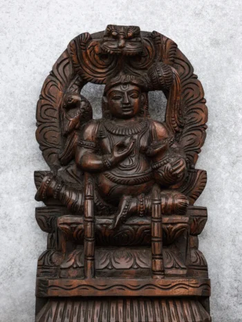 18″ Playful Butter Krishna with Arch for Pooja & Home Décor | Handcrafted Wood Carving