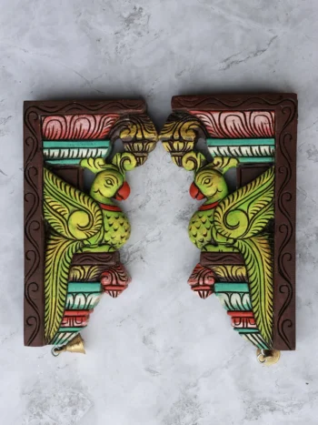 12″ Decorative Parrot Wall Brackets for Home Décor | Handcrafted Wood Carving