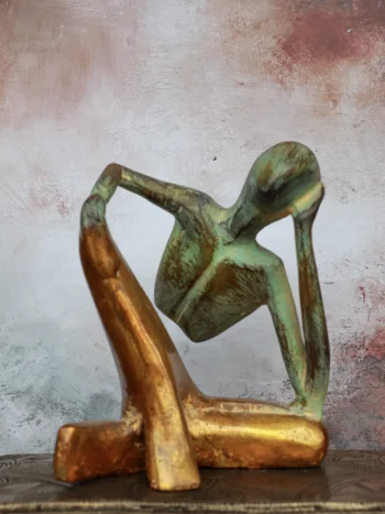 7″ Thoughtful Man Abstract | Handcrafted Brass | Green Stone Finish