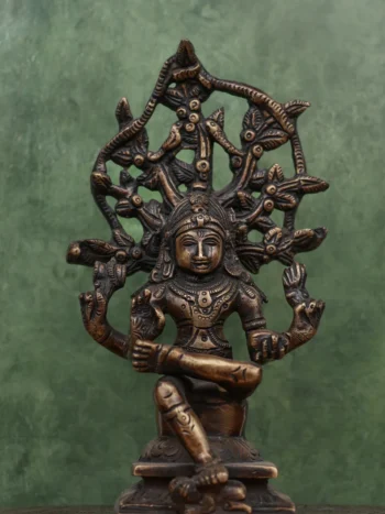 6″ Divine Dakshinamoorthy | Handcrafted Brass | Antique Brown Finish