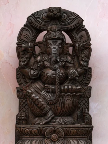 18″ Majestic Ganesha Idol for Pooja & Home Décor | Handcrafted Wood Carving