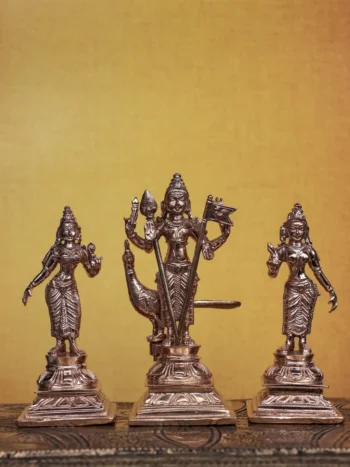Murugan Set with Valli & Deivayanai | Handcrafted Panchaloha Idols | Polished Finish