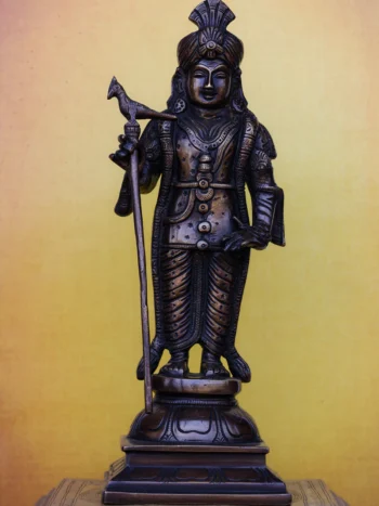 12″ Raja Alangara Murugan (Palani) | Handcrafted Brass | Antique Brown Finish