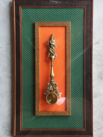 Brass Krishna Spoon Frame for Home Décor & Gifting | Handcrafted Brass Art Frame