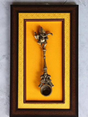 Brass Ganesha Spoon Frame for Home Décor & Gifting | Handcrafted Brass Art Frame