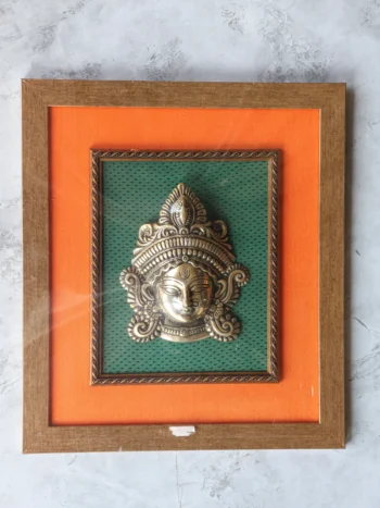 Brass Durga Face Frame for Home Décor & Pooja | Handcrafted Brass Art Frame